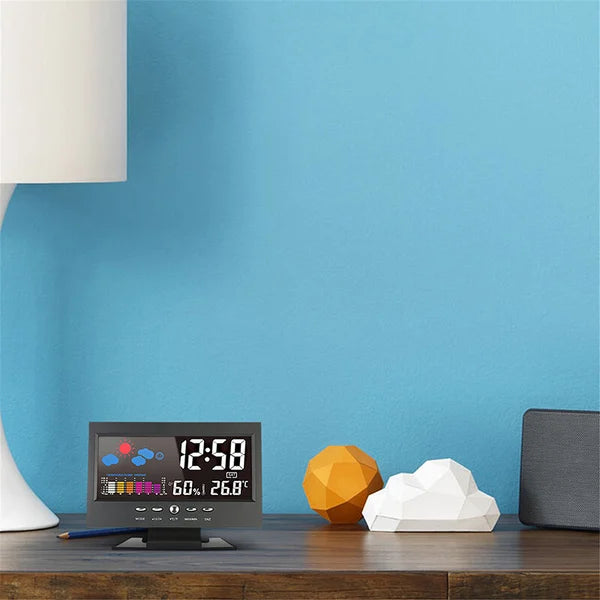 Digitális LED hőmérséklet- és páratartalom-monitor, időjárás-előrejelzés, LED asztali ébreszt