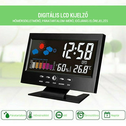 Digitális LED hőmérséklet- és páratartalom-monitor, időjárás-előrejelzés, LED asztali ébreszt