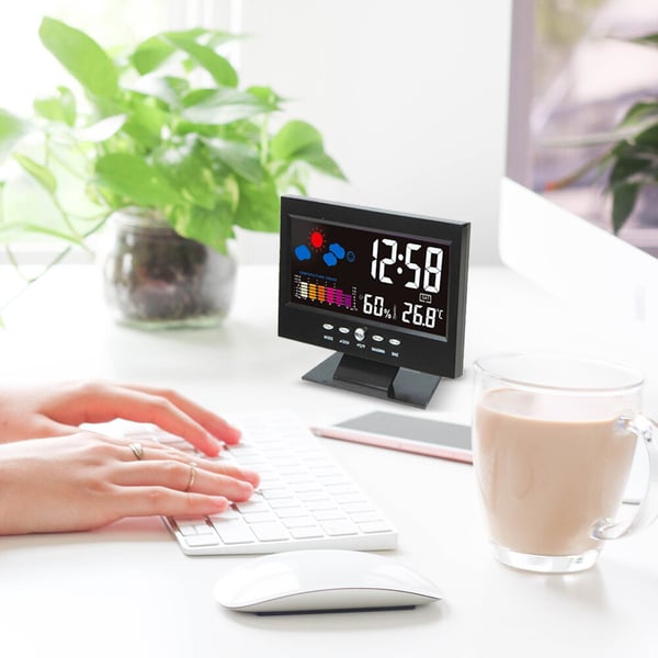 Digitális LED hőmérséklet- és páratartalom-monitor, időjárás-előrejelzés, LED asztali ébreszt