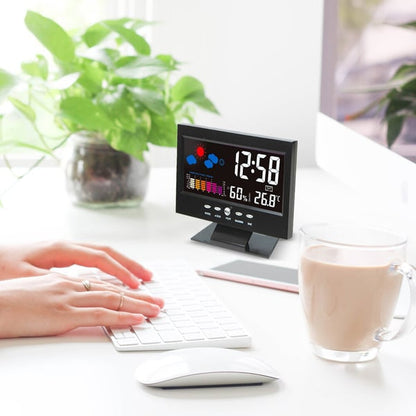 Digitális LED hőmérséklet- és páratartalom-monitor, időjárás-előrejelzés, LED asztali ébreszt