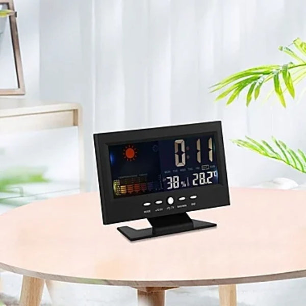 Digitális LED hőmérséklet- és páratartalom-monitor, időjárás-előrejelzés, LED asztali ébreszt