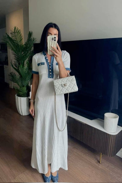 Prémium rövid ujjú derék karcsúsító Midi ruha