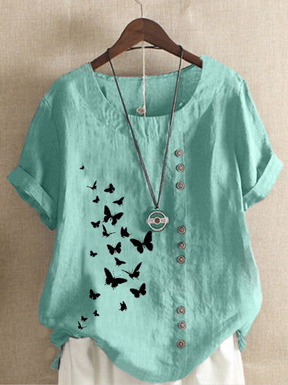 ❤️lezser lenvászon felső pillangóvirággal