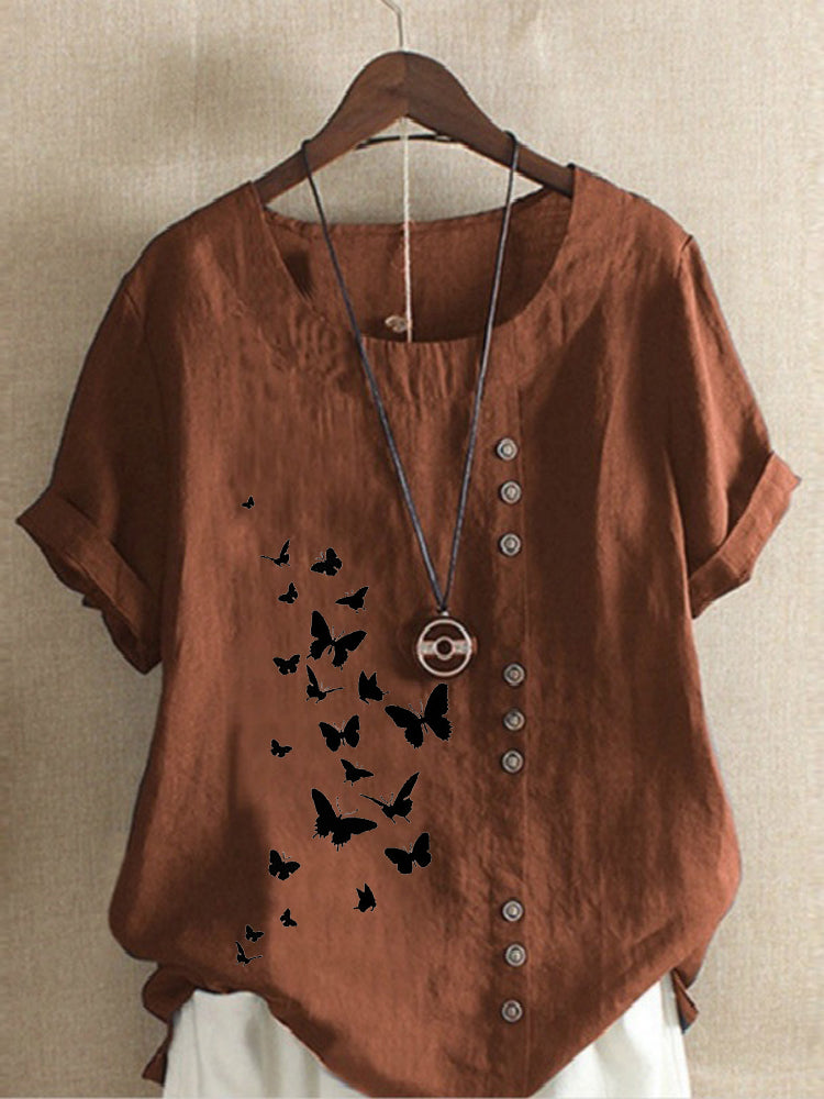 ❤️lezser lenvászon felső pillangóvirággal