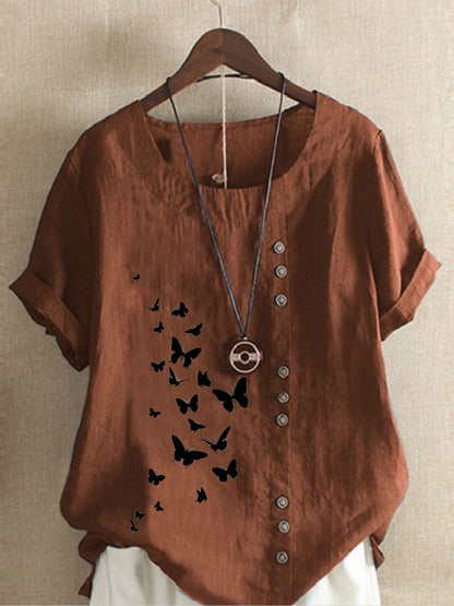 ❤️lezser lenvászon felső pillangóvirággal