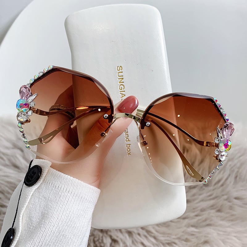 💝Rimless napszemüveg gyémántokkal a nők számára
