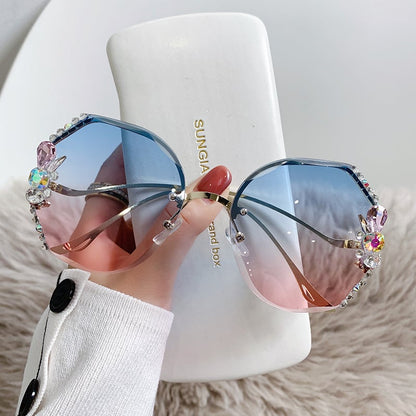 💝Rimless napszemüveg gyémántokkal a nők számára