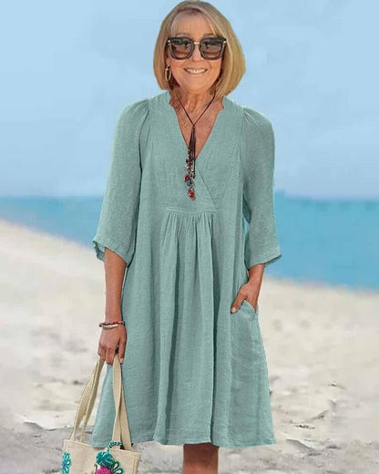 Női pamutvászon félujjas ruha