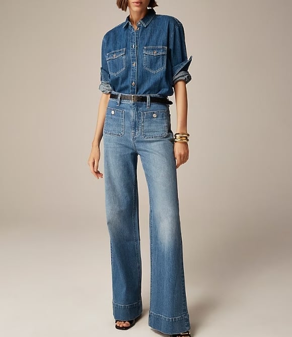 【M-4XL】👖 Magas derekú, hasat formázó, bő szárú farmer