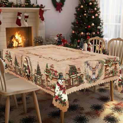 Prémium karácsonyi terítő – bájos Mikulás és rénszarvas motívum az örömteli családi pillanatokhoz