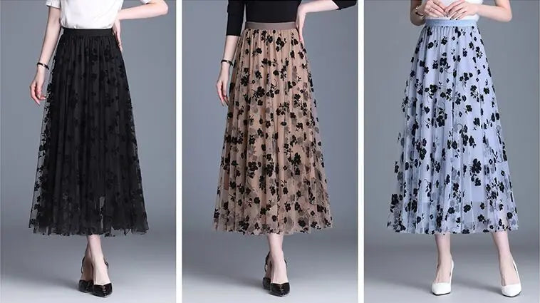 Virágos rakott midiszoknya A