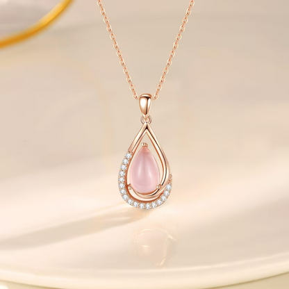 Rózsa szál szív alakú medál nyaklánc ajándék szett