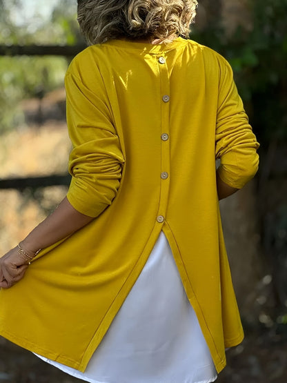 [100% pamut] Levél nyomtatás hosszú ujjú póló