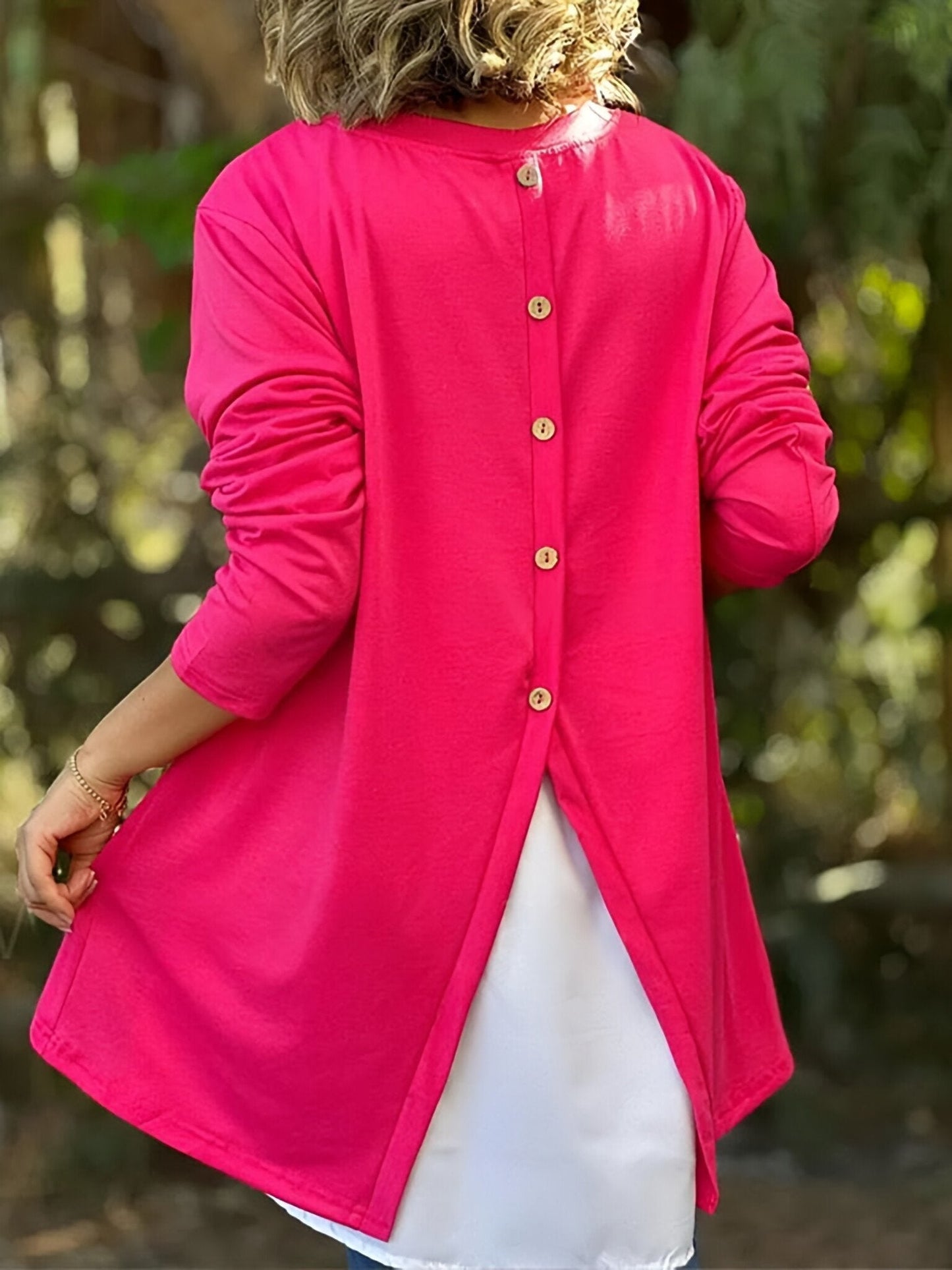 [100% pamut] Levél nyomtatás hosszú ujjú póló