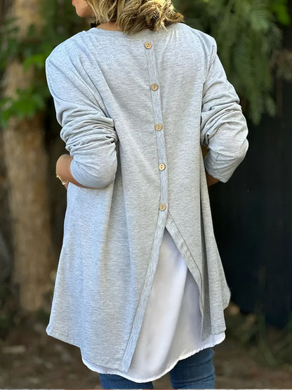 [100% pamut] Levél nyomtatás hosszú ujjú póló