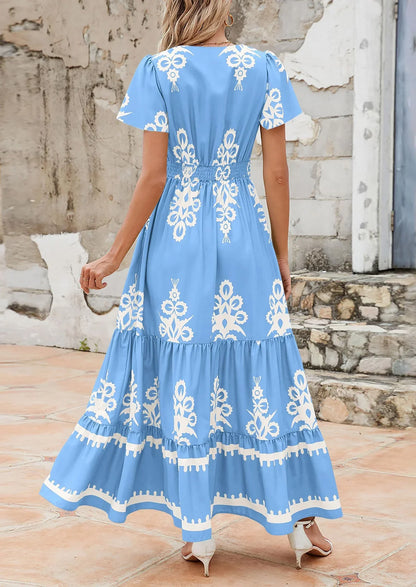 Új, V-nyakú, virágmintás ruha