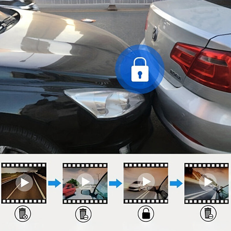 📹170°-os látószögű és kettős 1080p objektívvel ellátott fedélzeti kamera🚗