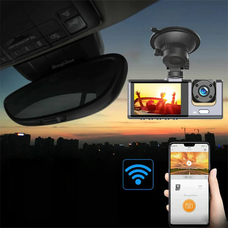 📹170°-os látószögű és kettős 1080p objektívvel ellátott fedélzeti kamera🚗