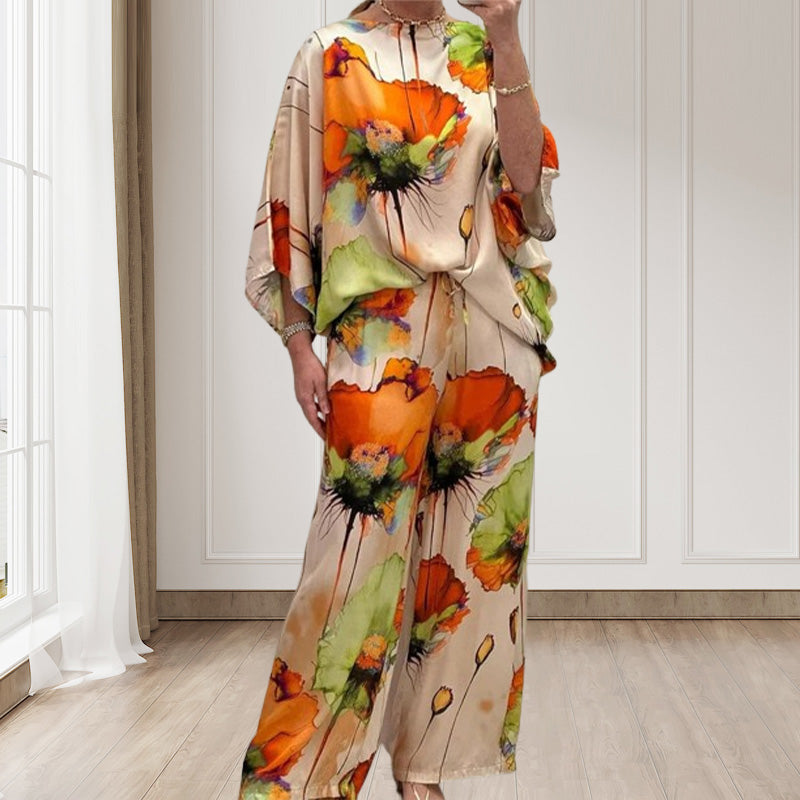 🌸Egzotikus, kényelmes és elegáns jumpsuit kerek nyakkivágással és mintával✨