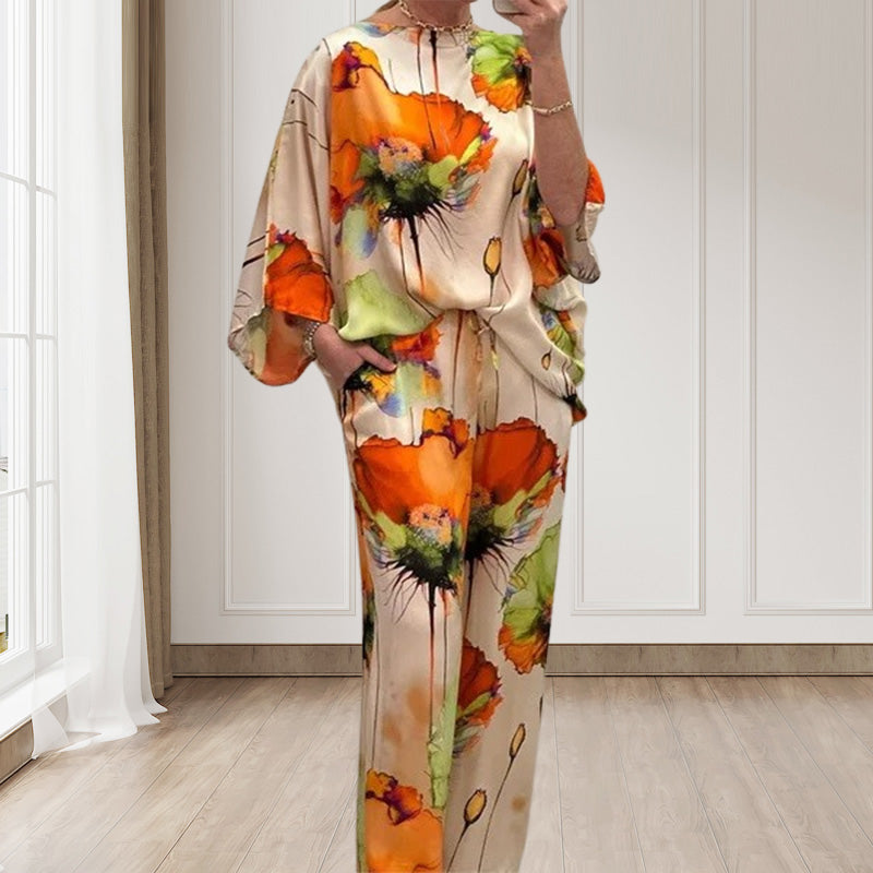 🌸Egzotikus, kényelmes és elegáns jumpsuit kerek nyakkivágással és mintával✨