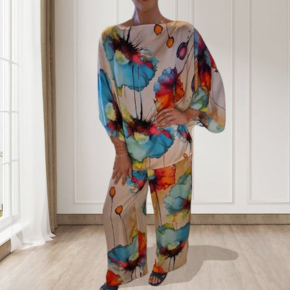 🌸Egzotikus, kényelmes és elegáns jumpsuit kerek nyakkivágással és mintával✨