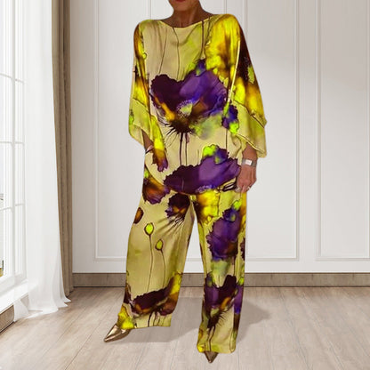 🌸Egzotikus, kényelmes és elegáns jumpsuit kerek nyakkivágással és mintával✨