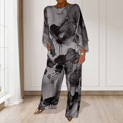 🌸Egzotikus, kényelmes és elegáns jumpsuit kerek nyakkivágással és mintával✨