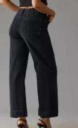 【M-4XL】👖 Magas derekú, hasat formázó, bő szárú farmer