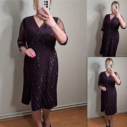 Plus size csillámos, pántos ruha