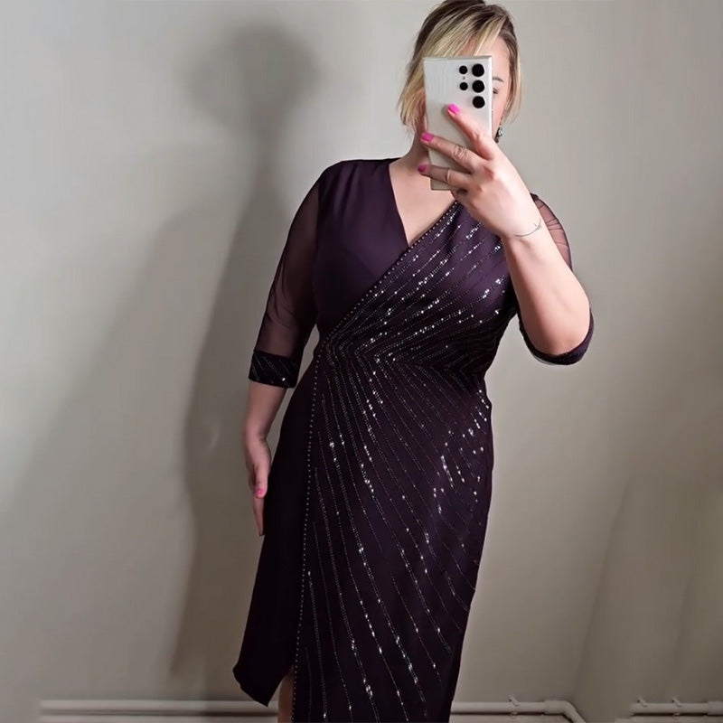 Plus size csillámos, pántos ruha