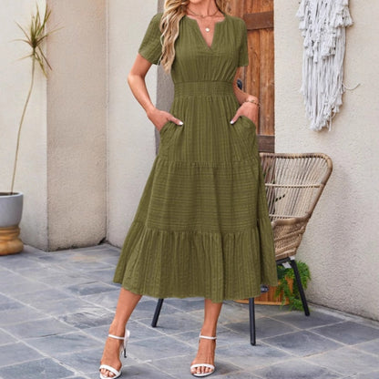 🔥👗Fodor pamut ruha egyszínű