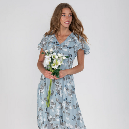 🔥👗Elegáns rövid ujjú virágos sifon ruhák