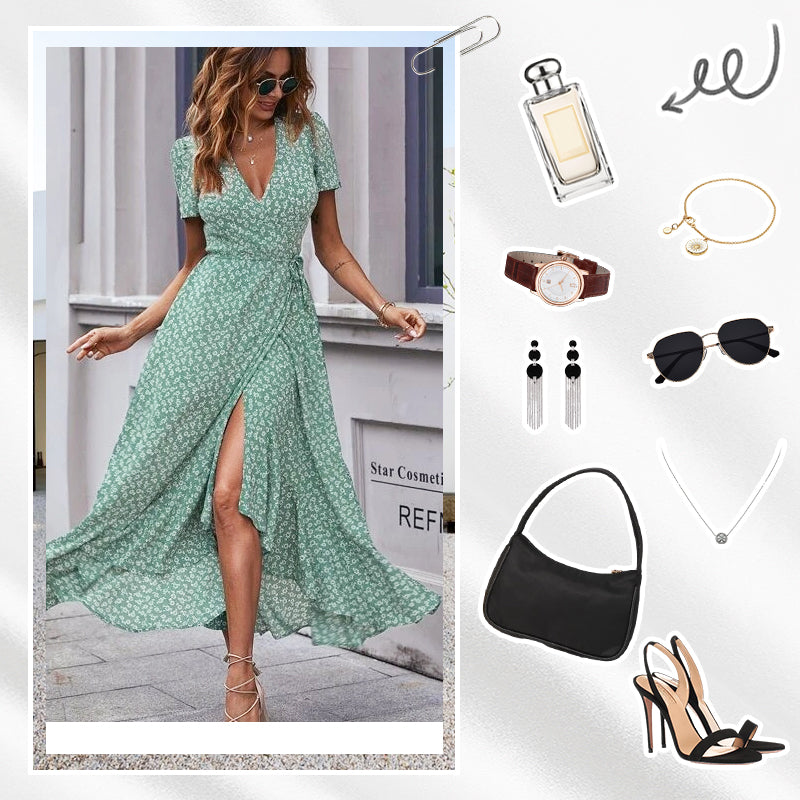 Zöld, légies maxi ruha