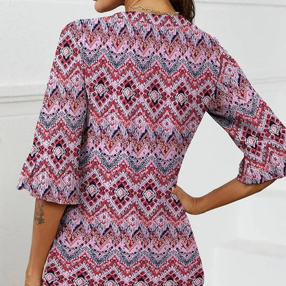 ❤️2025 Új Termékek❤️Elegáns Női Fodros Ujjú V-nyakú Felsők