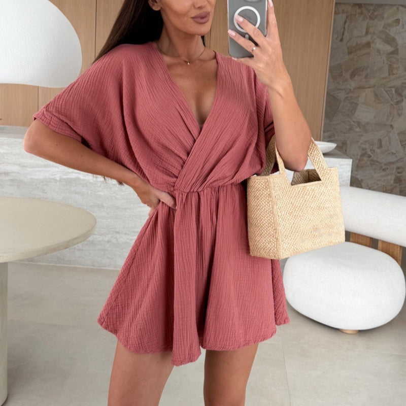 ✨Női body V-nyakú rövidnadrággal