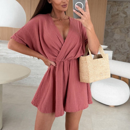 ✨Női body V-nyakú rövidnadrággal