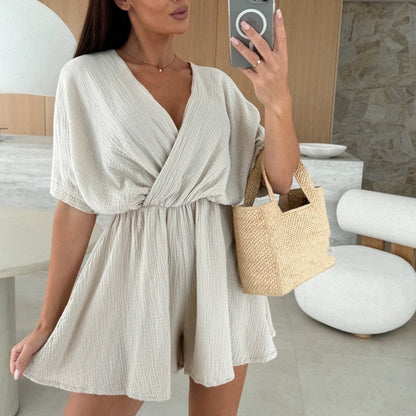 ✨Női body V-nyakú rövidnadrággal