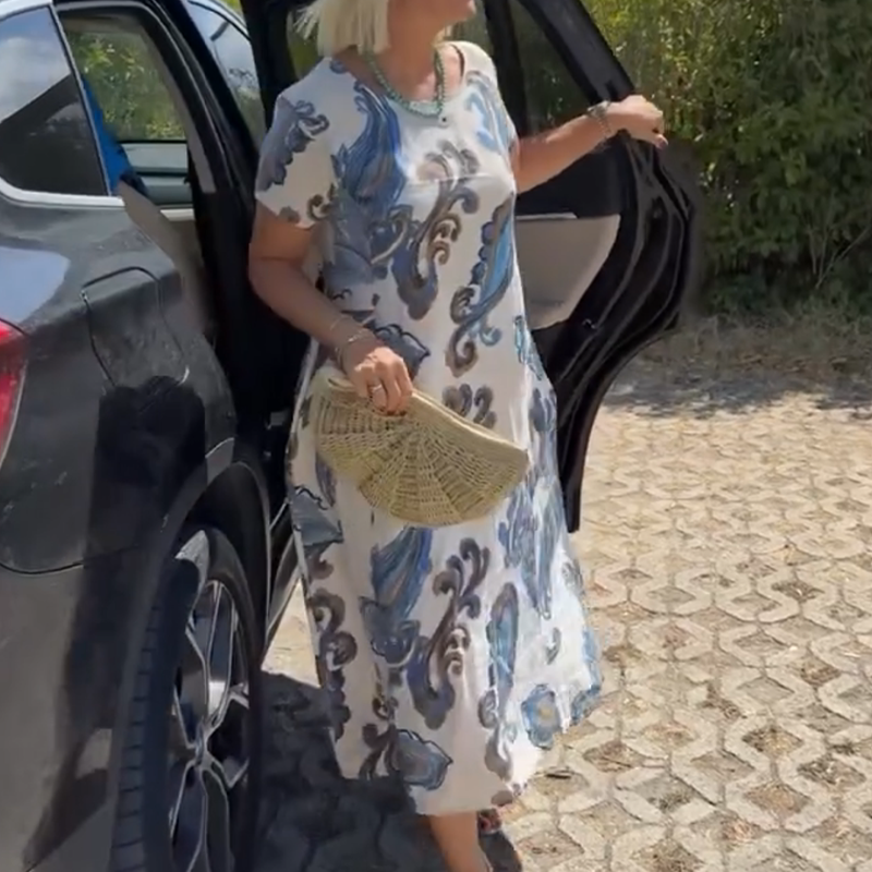 🌺Rövid Ujjú Mintás Ruha