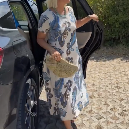 🌺Rövid Ujjú Mintás Ruha
