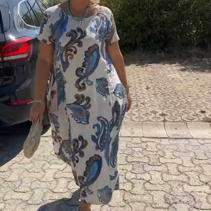 🌺Rövid Ujjú Mintás Ruha