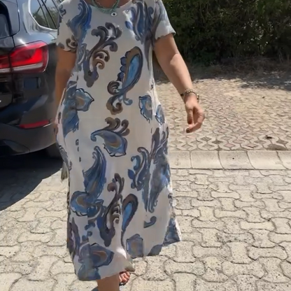 🌺Rövid Ujjú Mintás Ruha
