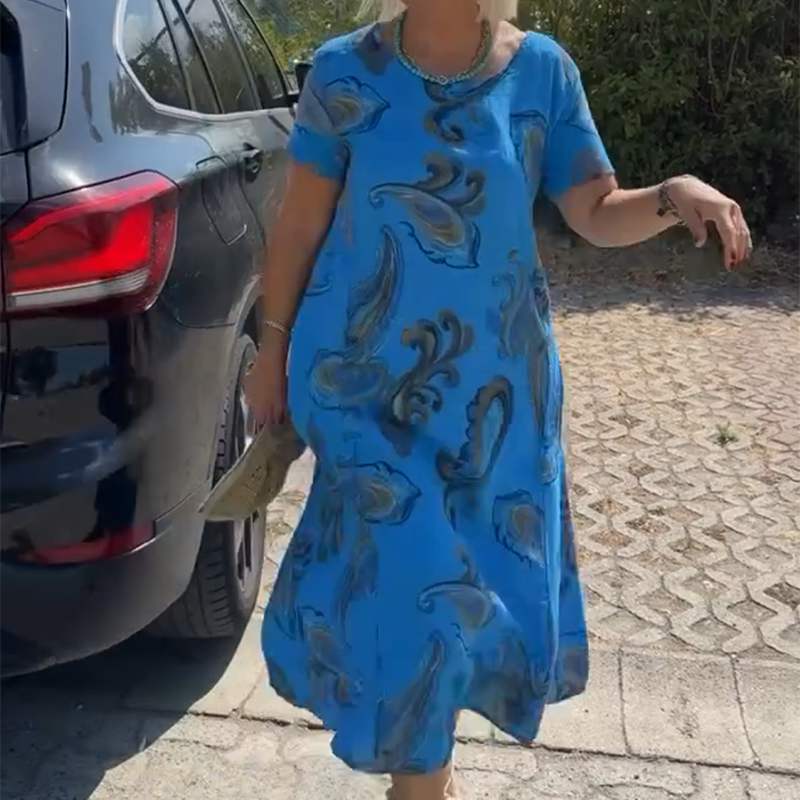 🌺Rövid Ujjú Mintás Ruha