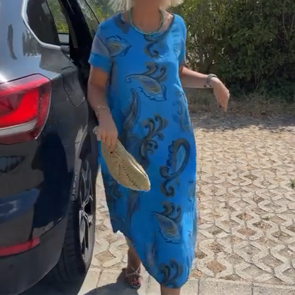 🌺Rövid Ujjú Mintás Ruha