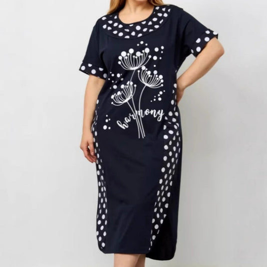 【M-4XL】Női nyári laza rövid ujjú nyomtatott A-vonalú ruhák🎀