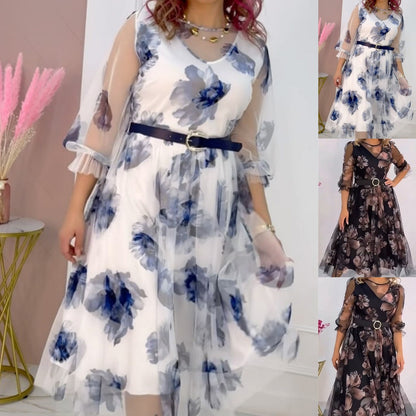 Női virágmintás hálós ruhák