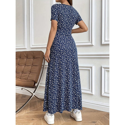 ✨ Női alkalmi V-nyakú virágos Maxi ruha 💃