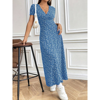 ✨ Női alkalmi V-nyakú virágos Maxi ruha 💃