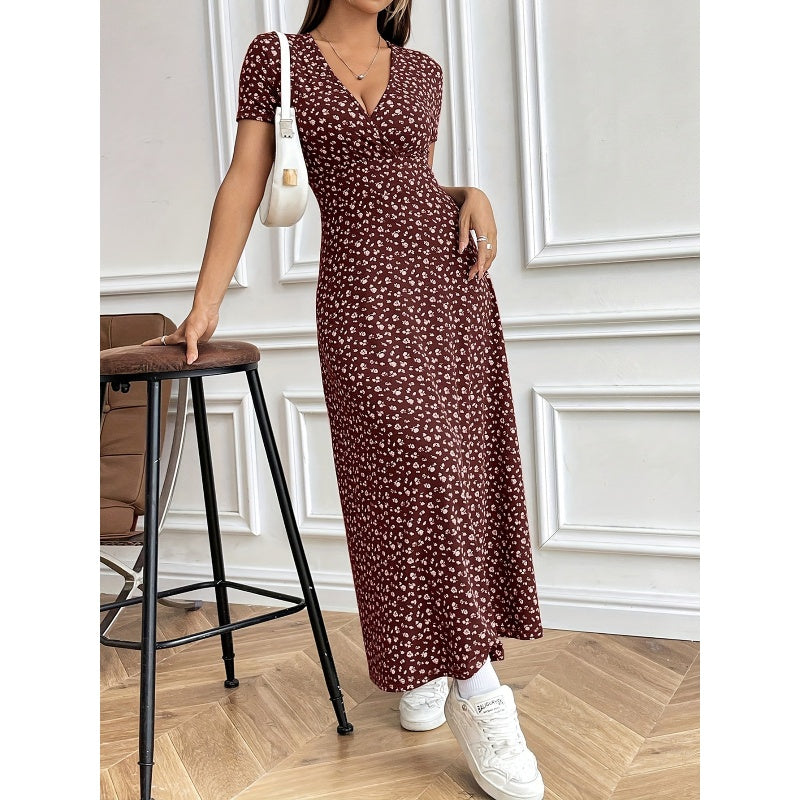 ✨ Női alkalmi V-nyakú virágos Maxi ruha 💃