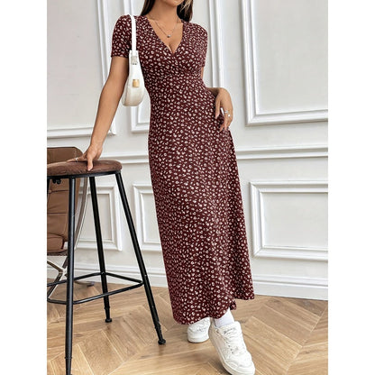 ✨ Női alkalmi V-nyakú virágos Maxi ruha 💃