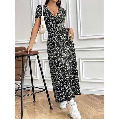 ✨ Női alkalmi V-nyakú virágos Maxi ruha 💃